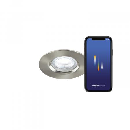 Nordlux moderne Don Smart Colour Downlight Nickel dimmbar Weiß/ Bunt Schutz gegen Strahlwasser